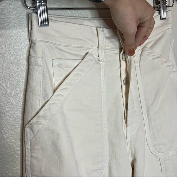 MOTHER The Curbside Cargo Flood Jeans in Egg Eggnog Cream NEW 26 - Picture 6 of 15